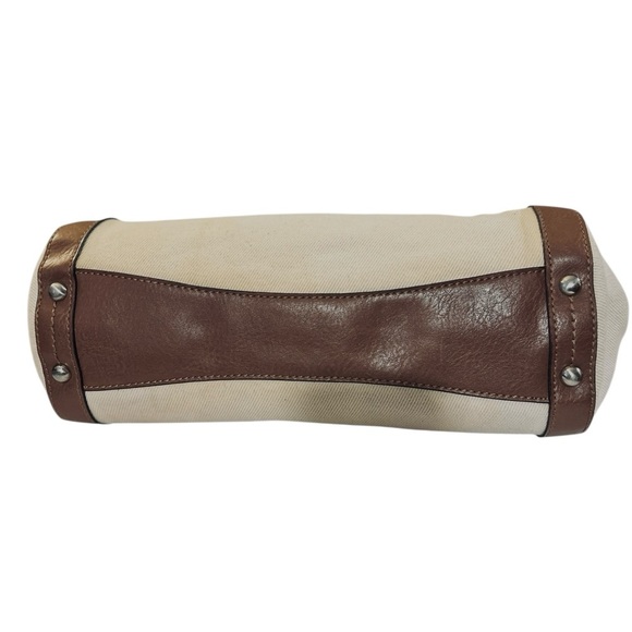 Fossil Vintage Canvas Leather Trim Bag with Leather Handles - Picture 6 of 8